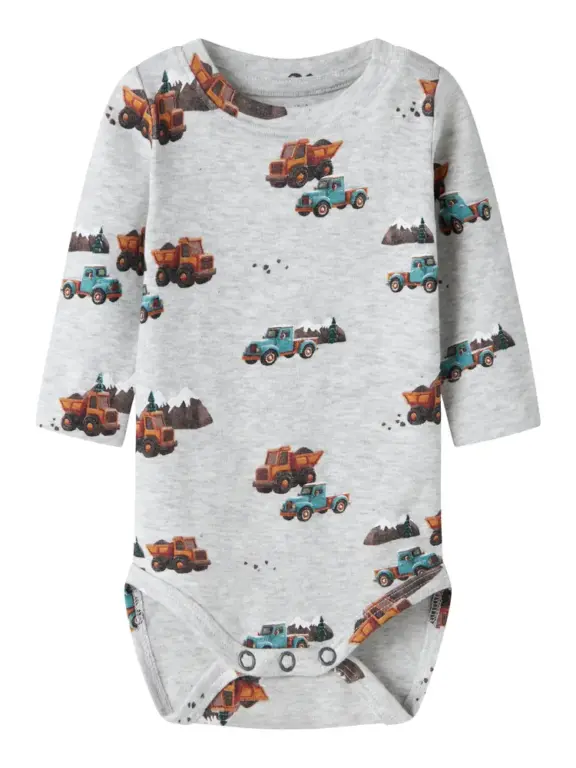 Name It Ozias Langærmet Slim Body - Light Grey Melange - 68