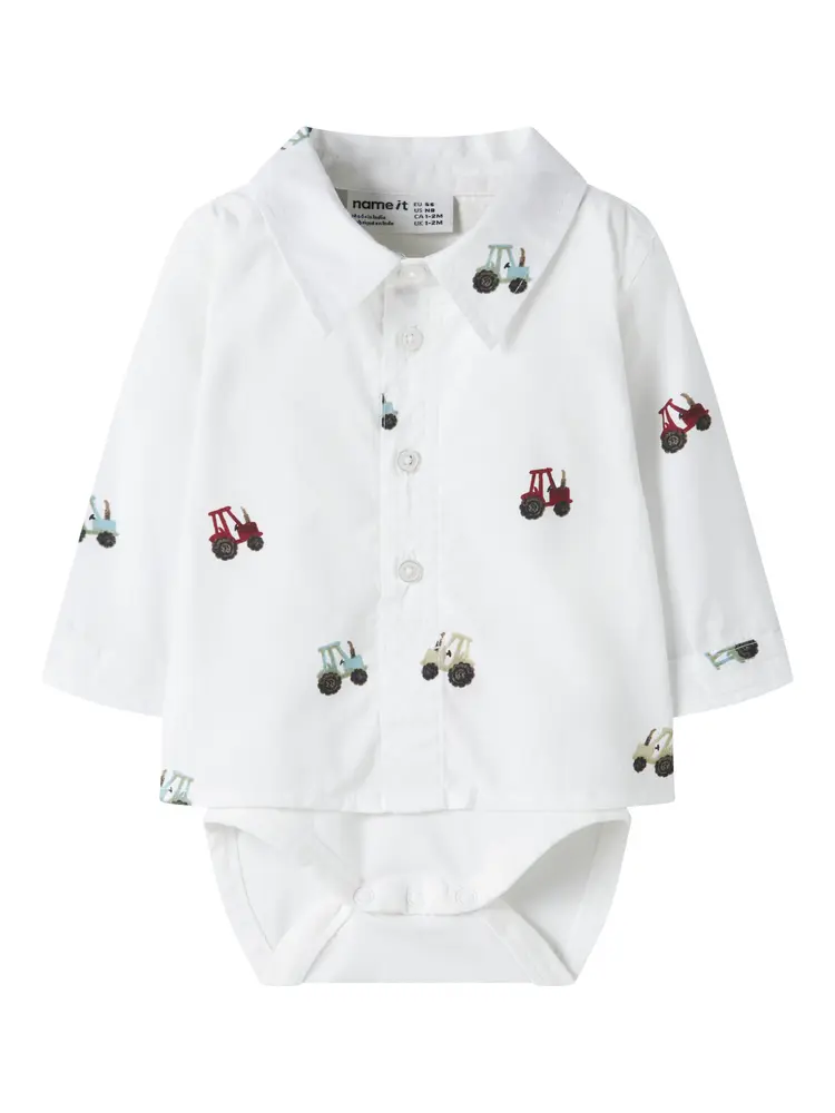 Name It Ractor Langærmet Bodyskjorte - Bright White - 74