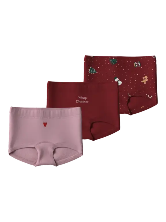 Name It Vismas Underbukser 3-Pak - Red Dahlia - 86