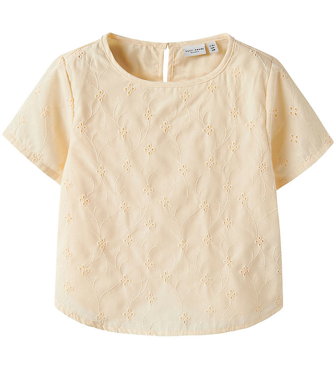 Name it Skjorte k/æ - NkfVioleta - Buttercream m. Broderi Anglai