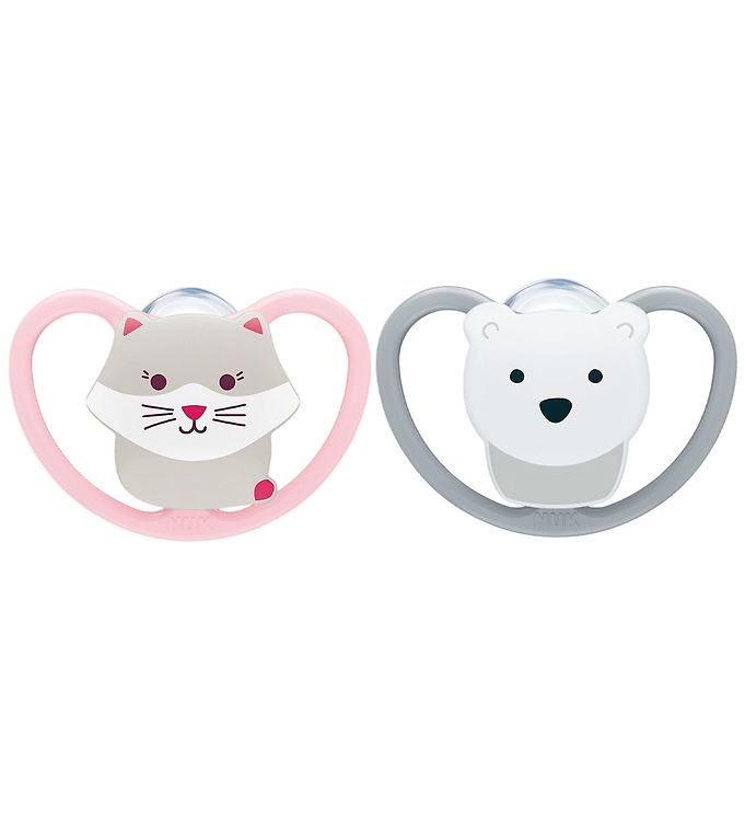 Nuk Sutter - 2-pak - Perfect Match Air - Cat/Polarbear - Pink/Gr