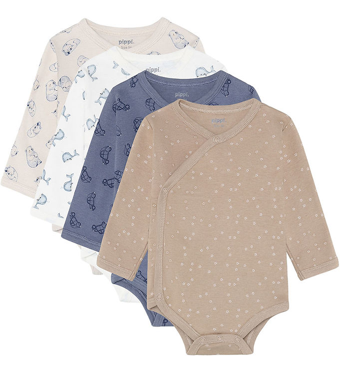 Pippi Baby Slå-om Bodyer l/æ - 4-pak - Flint Stone Pippi Baby Slå-om Bodyer l/æ - 4-pak - Flint Stone