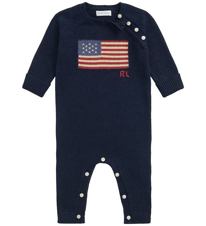 Polo Ralph Lauren Heldragt - Strik - Hunter Navy m. Flag Polo Ralph Lauren Heldragt - Strik - Hunter Navy m. Flag