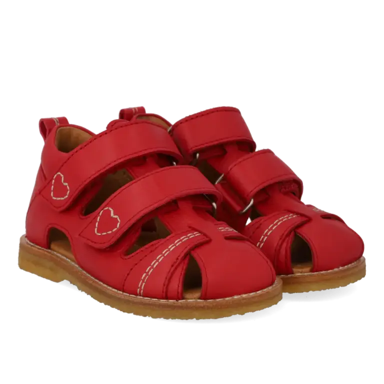Sandal m. Hjerte Broderi - Red - 21