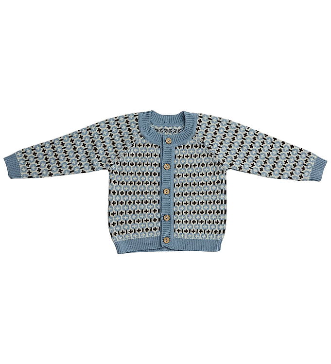 Smallstuff Cardigan - Uld - Strik - Light Blue m. Mønster