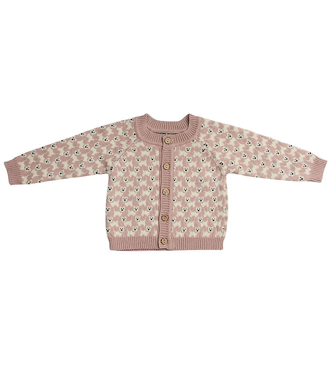 Smallstuff Cardigan - Uld - Strik - Rose m. Hunde