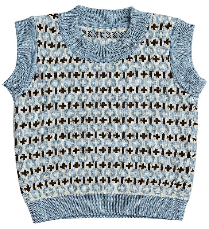 Smallstuff Vest - Strik - Uld - Light Blue m. Mønster