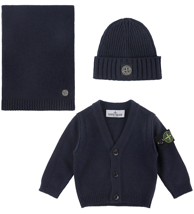 Stone Island Gaveæske - Cardigan/Hue/Tæppe - Uld - Navy Blue
