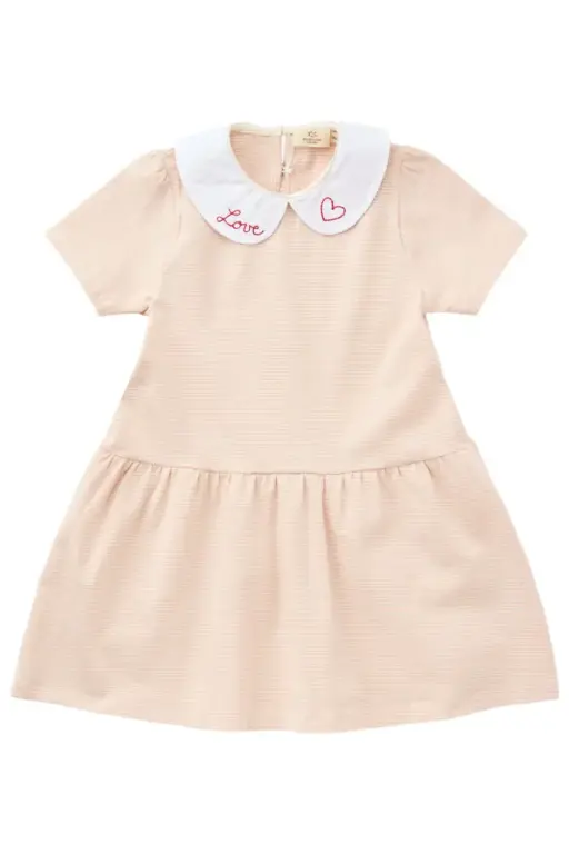 Stribet kjole m. poplin krave - ROSE - 104