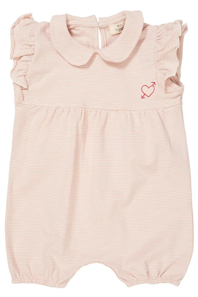 Stribet romper m. hjerte broderi - DUSTY ROSE - 62 Stribet romper m. hjerte broderi - DUSTY ROSE - 62