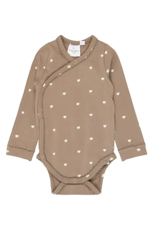 The New Siblings Nova Langærmet Wrap Body - Taupe Gray AOP TN - 50