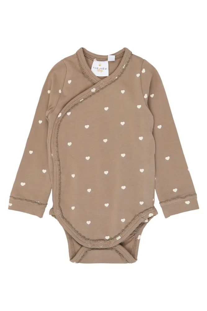 The New Siblings Nova Langærmet Wrap Body - Taupe Gray AOP TN - 50