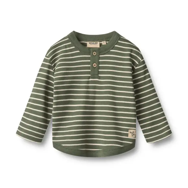 Wheat Osvald Trøje - Dark Green Stripe - 74