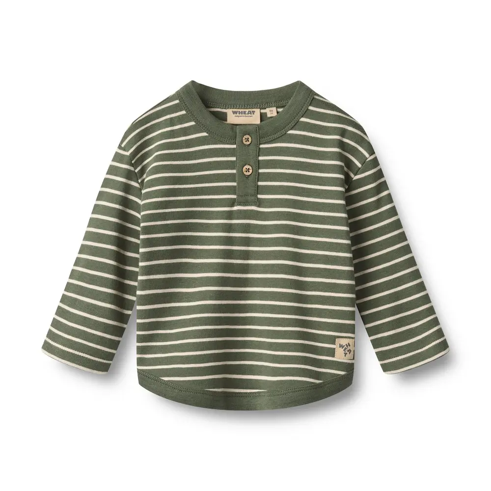 Wheat Osvald Trøje - Dark Green Stripe - 74