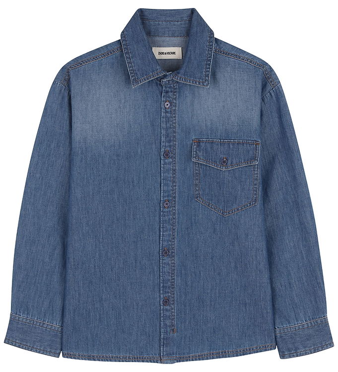 Zadig & Voltaire Skjorte - Denim Blue m. Print Zadig & Voltaire Skjorte - Denim Blue m. Print